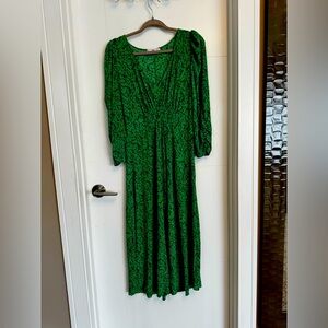 Mango - green midi dress 3/4 sleeve